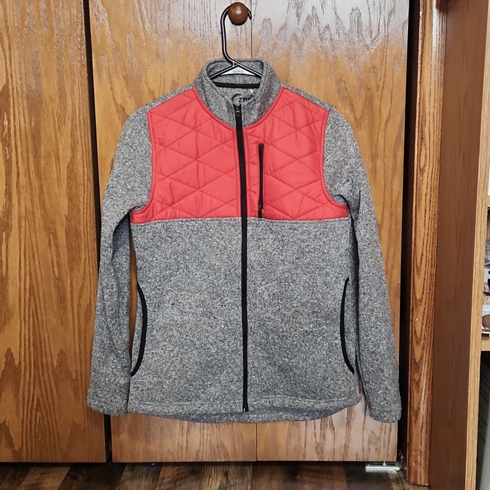 ZYIA zip‐up Red Quilted Ash Cabin Jacket Size Small
